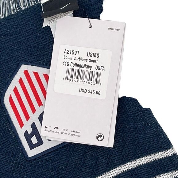 Nike USA Local Verbiage Scarf USMS Knit Fringe Blue White Unisex One Size - Picture 9 of 12